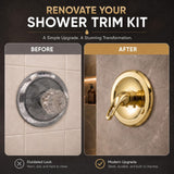 Trim Kit for 1-handle Tub & Shower Valve, Compatible with Delta 600 Series Washerless-cartridge Shower Valves, Metal Loop Handle, Polished Brass Finish -By Plumb USA 34091PVD+