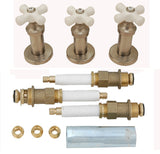Re-modeling Kit, Fit Price Pfister Shower, with Porcelain Cross Handles, Satin Nickel Finish - By PlumbUSA