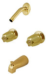 8" Two-way Tub & Shower Valves, Polish Brass Finish, Compression Stems, Verve Handles