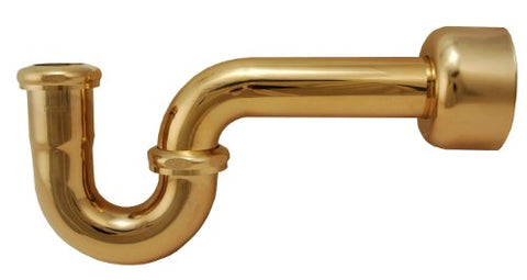 P-trap, 1 1/2" Brass Tubular, Polish Brass Finish - By PlumbUSA
