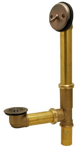Brass Bathtub Drain, Waste and Overflow, Antique Copper Finish, Trip Lever Type - By Plumb USA