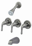 Trim Kit for Delta, Peerless 3-handle Washerless Cartridge Shower Valve, Brushed Nickel Finish, With Metal Lever Handles and 2 1/2"-face Showerhead - By PlumbUSA