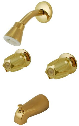 8" Two-way Tub & Shower Valves, Polish Brass Finish, Compression Stems, Verve Handles