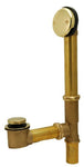 Tub Drain Kit, Waste and Overflow, Tip Toe Type, Polished Brass Finish