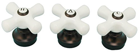 Porcelain Handle (3 Pieces) Fits Delta 3-Handle Shower Faucet, Oil Rubbed Bronze Finish - by PlumbUSA 32337bobx3