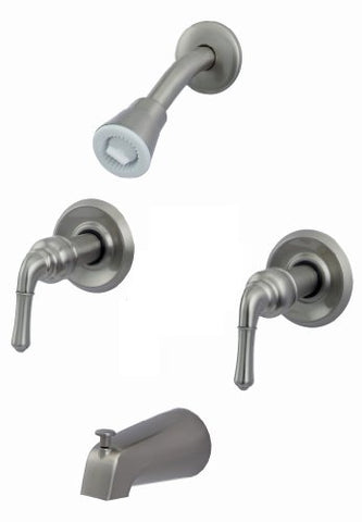 Trim Kit for 2-handle Shower & Tub Valve, Fit Delta, Peerless Washerless Shower, with Metal Lever Handles, Brushed Nickel Finish -By Plumb USA
