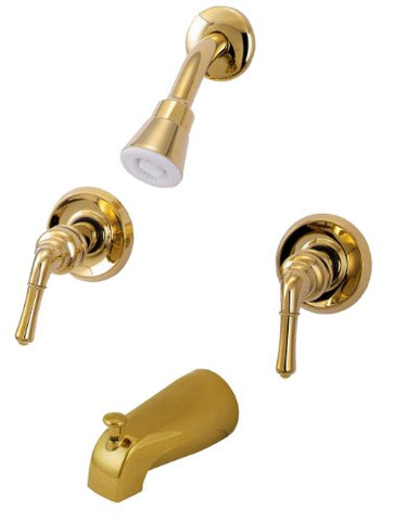 Trim Kit for 2-handle Shower & Tub Valve, Fit Delta Peerless Washerless Shower, with Metal Lever Handles, Polished Brass Finish -By Plumb USA