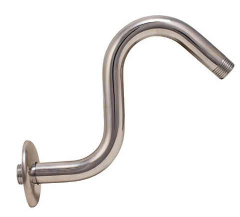 Plumb USA S-Style Shower Arms High Rise Shower Arm, Polish Chrome Finish, with Flanges, Raise up 4"