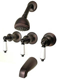 Trim Kit for 3-handle Shower Valve porcelain handle, Fit Price Pfister Compression Stem Shower, By Plumb USA