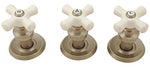 Trim Kit for 3-handle Shower Valve, Fit Delta Washerless Shower, Satin Nickel Finish, with Porcelain Cross Handles