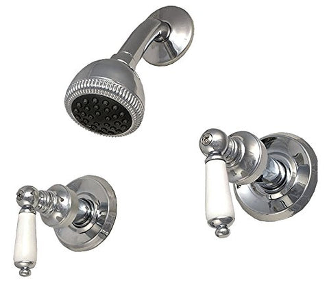 8" Two-handle Shower Only Faucets, Satin Nickel Finish, Washerless, Porcelain Lever Handle