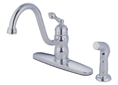 8" Single Handle Kitchen Deck Faucet, Chrome Finish, Washerless - By Plumb USA