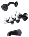 Trim Kit for Porcelain 3-handle Shower Valve, Fit Price Pfister Compression Stem Shower, Oil Rubbed Bronze Finish -By Plumb USA