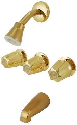 Trim Kit for 3-Handle Shower Valve, Fit Price Pfister Compression Stem Shower, Polished Brass PVD Finish