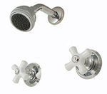 Two-handle Shower Faucet, Chrome Finish, Porcelain Handle, Compression Stems - By PlumbUSA