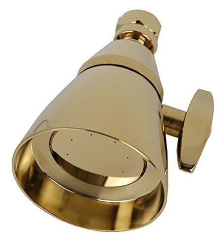 3" Showrhead, Adjustable Shower Head, Brass Built, Polish Brass Finish - By Plumb USA