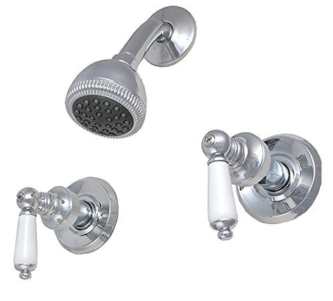8" Two-handle Shower Only Faucets, Chrome Finish, Washerless, Porcelain Lever Handle