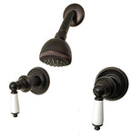 8" Two-handle Shower Only Faucets, Oil Rubbed Bronze Finish, Washerless, Porcelain Lever Handle