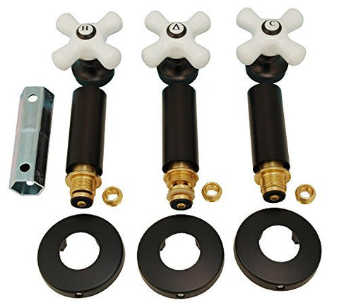 Shower Remodel Kit Fits Price Pfister Crown Imperial Shower Faucet, with Porcelain Handles, Oil Rubbed Bronze Finish -By Plumb USA