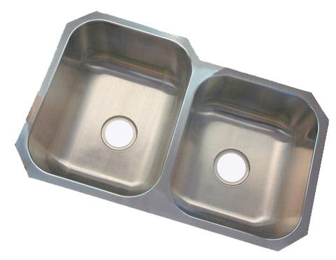 Stainless Steel Kitchen Sinks, Under-mount, Double Bowl, 31.5" X 20.5", Large Bowl on Left - By PlumbUSA